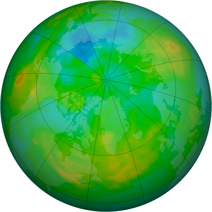 Arctic ozone map for 05 August 1991